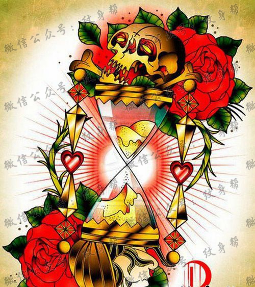 时尚纹身手稿素材的沙漏图案