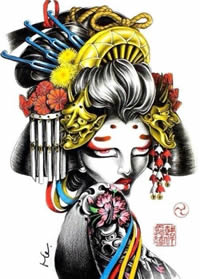 抽象派艺术女妓纹身刺青稿