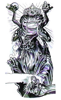 老人和蟾蜍纹身手稿