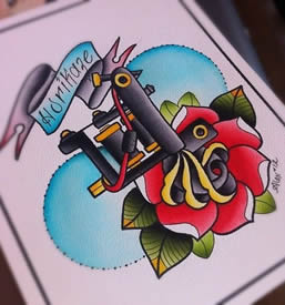 艾丽克斯少女school纹身手稿