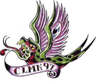 绿色飞龙纹身手稿