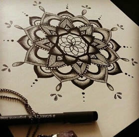 唯美幻像梵花 迷之线条纹身图案