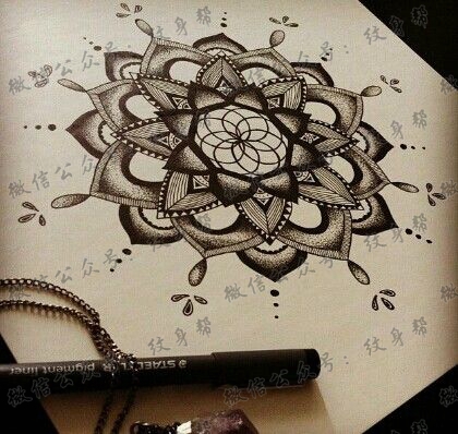 唯美幻像梵花 迷之线条纹身图案