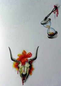 时尚3D风格羚羊头沙漏纹身手稿缩略频道推荐图