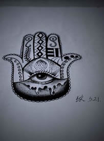 欧美抽象眼睛图腾纹身手稿