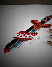 精美宝剑纹身作品