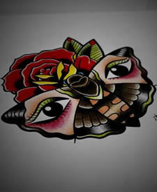 优雅面具玫瑰花精美纹身作品