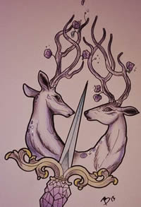 出双成对梅花鹿动物纹身素材