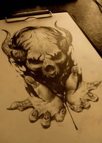 暗黑骷髅炫酷纹身手稿