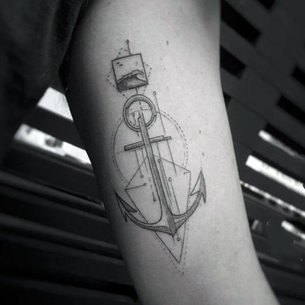 几何 纹身图案   线条创意交汇的几何纹身图案