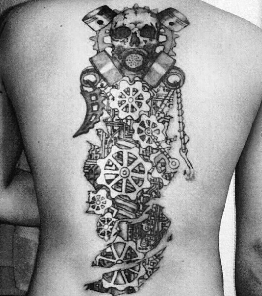 脊柱纹身男   设计感十足的男生脊柱纹身图案