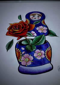 master套娃玫瑰花精美纹身作品