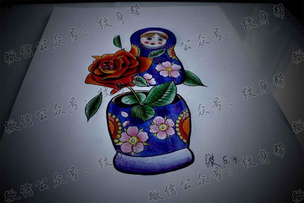 master套娃玫瑰花精美纹身作品