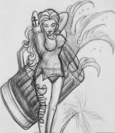 性感啤酒女郎纹身手稿