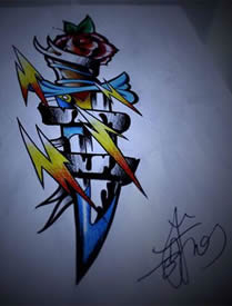 master精美匕首纹身作品