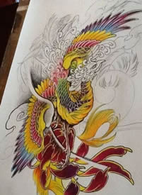 唯美艺术凤凰纹身手稿