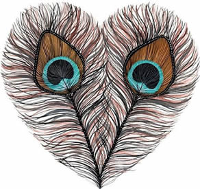 精美优雅孔雀羽毛刺青手稿