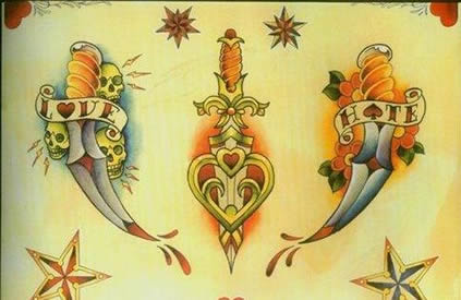 精美匕首纹身素材