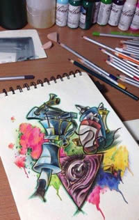 流行抽象眼睛纹身图案