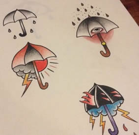 流行雨伞纹身手稿