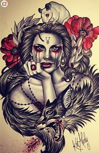 欧美另类美女纹身图案