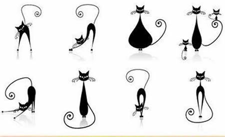 小清新黑猫纹身素材