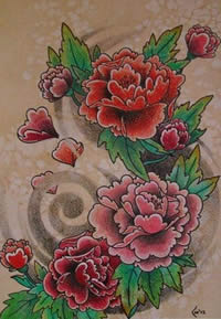 优雅花香牡丹纹身素材