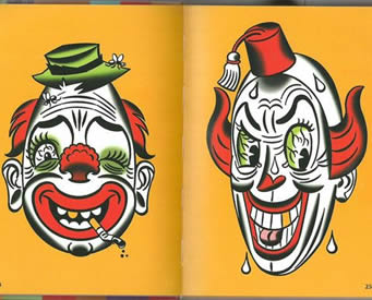 欧美卡通彩色小丑纹身手稿素材