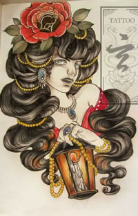 炫彩美女头像纹身素材