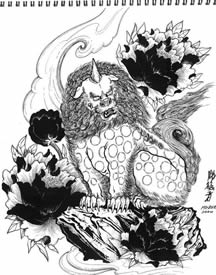 独角兽纹身手稿素材图案