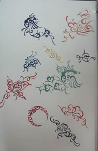 小清新彩色云朵纹身手稿素材