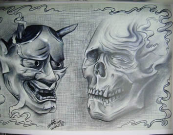 人脸神兽纹身手稿素材