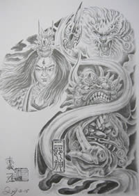 腾龙半甲纹身手稿