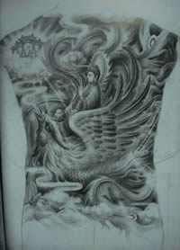 后背如来佛纹身手稿素材