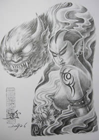 人兽半甲纹身手稿素材