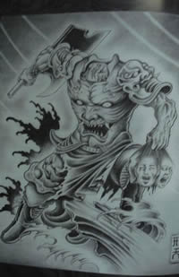 恐怖的神兽纹身素材