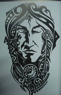 适合纹在手臂的男人头像图腾纹身手稿