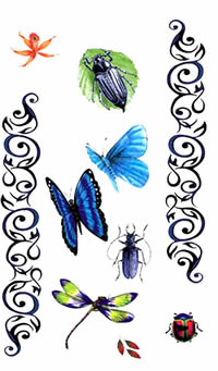 彩色昆虫纹身素材