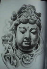 观音菩萨头像纹身手稿