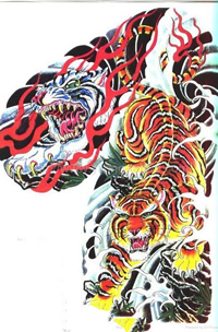 半胛老虎纹身手稿