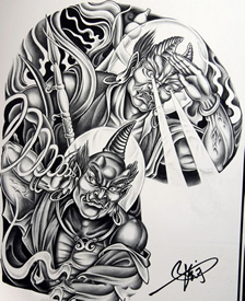 半胛千里眼顺风耳纹身手稿