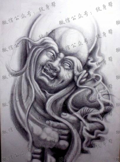 一款罗汉纹身手稿