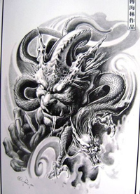 霸气经典的龙鬼怪纹身手稿
