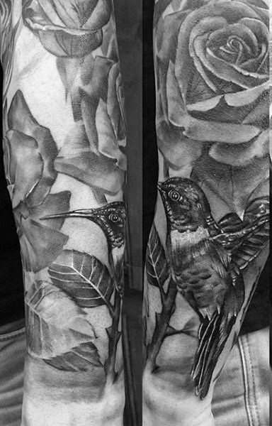 纹身鸟  娇小可爱的蜂鸟纹身图案