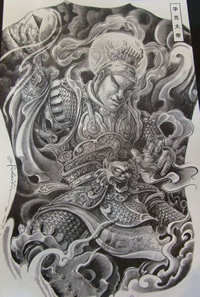 满背华光大帝纹身手稿