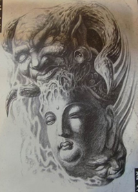 另类的佛头恶魔纹身手稿缩略频道推荐图