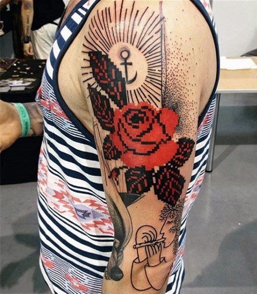 像素风格纹身    别具特色的像素风格纹身图案