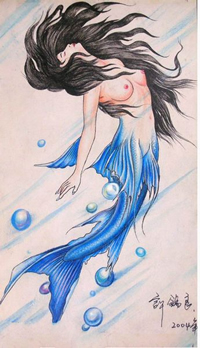 好看的美人鱼纹身手稿