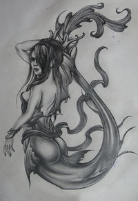 时尚另类的美人鱼纹身手稿