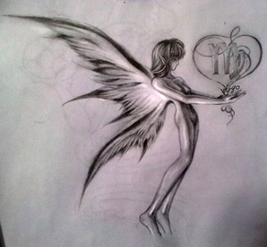 时尚经典的精灵翅膀纹身手稿